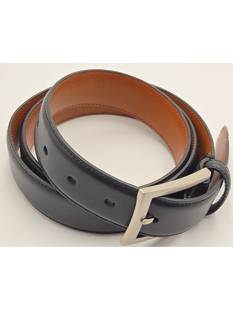 Johnston & Murphy Men’s Black Genuine Leather Dress Belt Size 40 Silver Buckle